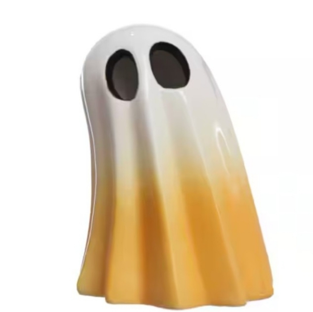 White And Orange Ceramic Ghost Figure
